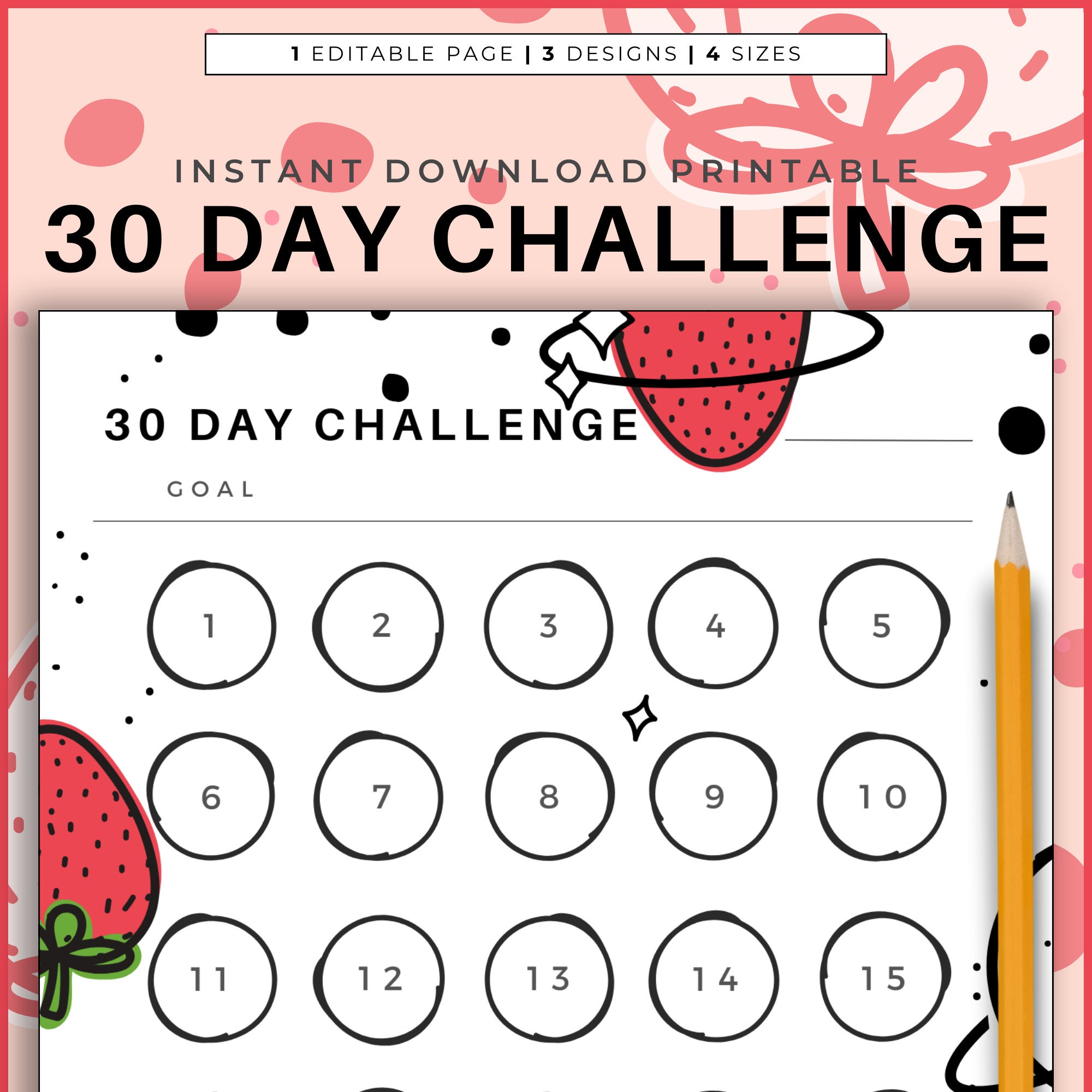 30 Day Challenge Printable Template Thirty Day Challenge Challenge 30 Day Challenge Printable Template Thirty Day Challenge Challenge
