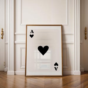 Ace of Spades Digital Download Printable Playing Card Art – Minimalist Poker Wall Decor for Game Room & Casino Lovers