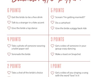 Bachelorette Party - Scavenger Hunt