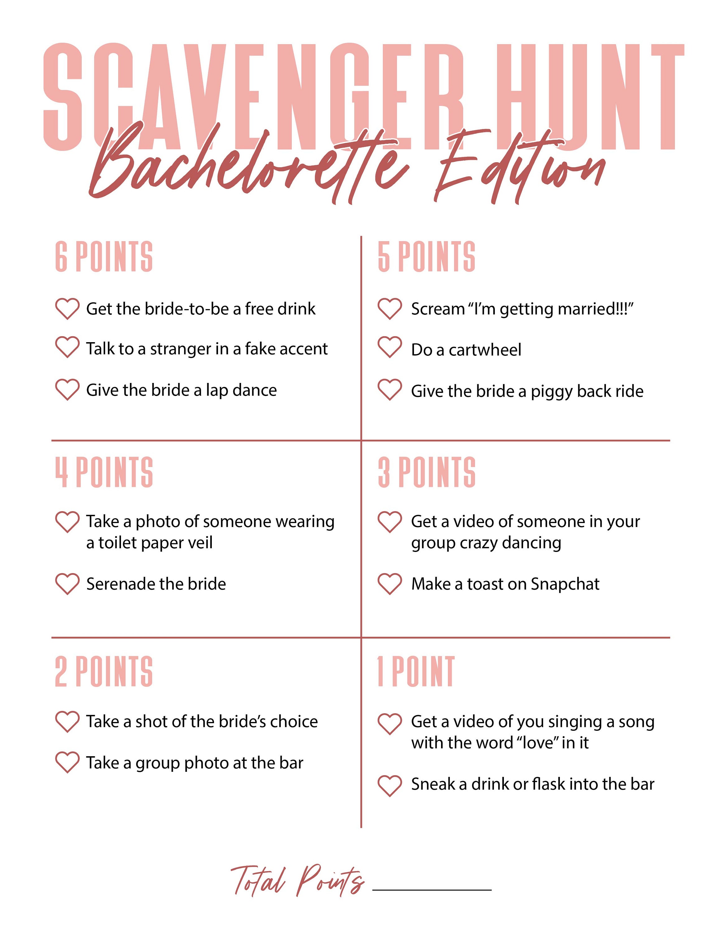 Bachelorette Party - Scavenger Hunt - Etsy