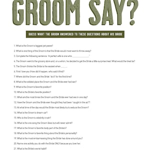 Bachelorette Party — Groom Questionnaire