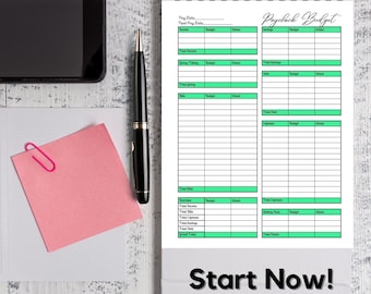 MONTHLY Paycheck Budget Printable, Paycheck Budget Overview Template Printable, Budget Planner, Budget Template Letter PDF