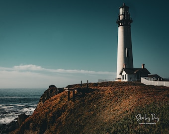 Pigeon Point Lighthouse Print: California Coastal Wall Art, structure along the Pacific Ocean, nautical image