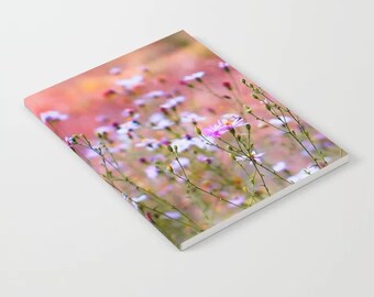 Fotonotitieboekje met wilde bloemen: 6 x 8 gelinieerd dagboek, zachte, matte omslag, mooi in roze bloemenvelden