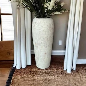 White handmade bamboo vase 60cm tall Floor or table vase