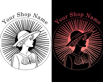 cute homework clipart black and white Lady Sunhat Logo, Custom Vintage Graphic Template, Personalized Clipart, E-Commerce Shop, Etsy Shop, Apparel & Clothing Shop, Womens Fashion