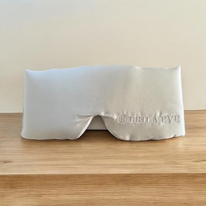 100% Mulberry Silk Sleep Mask | Luxury Eye Mask for Sleep & Travel | White Gift Box |  luxury bridal gift | Silver |  Leila Eve London