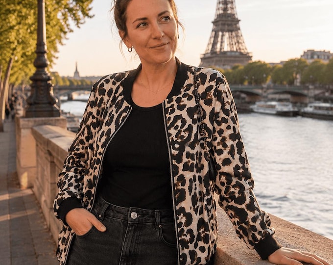 Featured listing image: Leopard Print Bomber Jacket Women Animal Print Zip Up Jacket Lightweight Casual Fashion Summer Outerwear Coat
