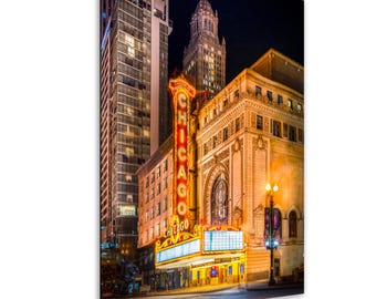 Fotografía de teatros de Chicago: Marquesina de neón - Decoración urbana de paredes