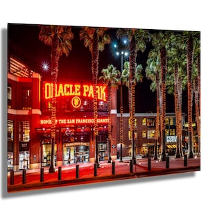 Oracle Park, San Francisco Giants Home Ballpark, at sunset, fine art photo on paper, canvas metal, acrylic gift for Giants/baseball fans