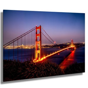 San Francisco Golden Gate Bridge at night fine art print on paper canvas acrylic metal