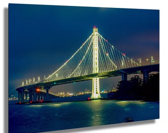 San Francisco Bay Bridge Print: Night Photo Wall Art