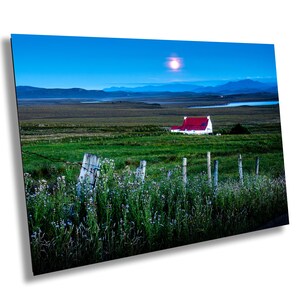 Scottish Isle of Lewis Outer Hebrides traditional cottage with moonrise fine art photo canvas paper metal acrylic gift for Scotland lovers