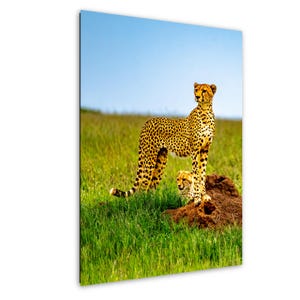 Cheetah Cub Peeks Safari Print, Animal Wall Art, Mother Cat Photo, African Wildlife Decor, Gift for Nature Lovers, Fine Art Paper
