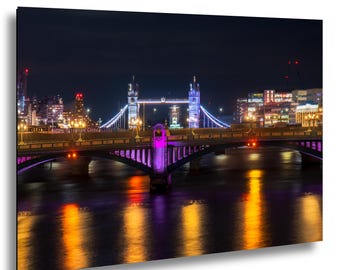 London Wall Art: Tower Bridge at Night - Iconic Cityscape on Thames
