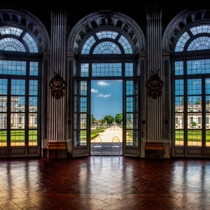 Palazzo Reale di Stupinigi Torino Torino Italia vista dall'interno 3 finestre fotografia artistica su carta tela metallo acrilico regalo per gli amanti dell'Italia