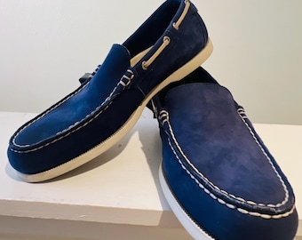 G.H. Bass Blue Leather Loafers Men Size 11M Casual Slip On Shoes