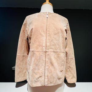 Draper’s & Damon’s Suede Jacket – Genuine Cream Leather – Zip Front Minimalist Blazer – Size Small
