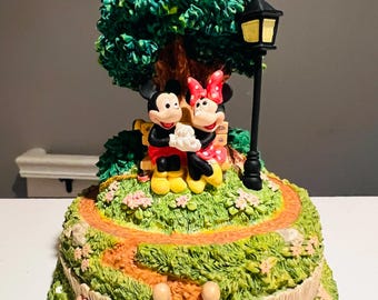 Mickey & Minnie Park Bench Figurine with Pluto – Disney Parks Resin Statue