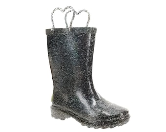 Western Chief Light Up Rain Boots Girls Size 8 Glitter Waterproof Kids Boots|NWT