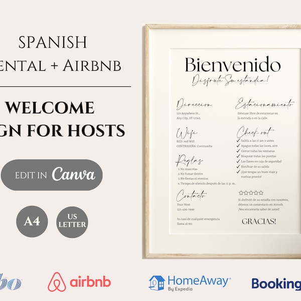 Bienvenido Spanish Airbnb Welcome Sign