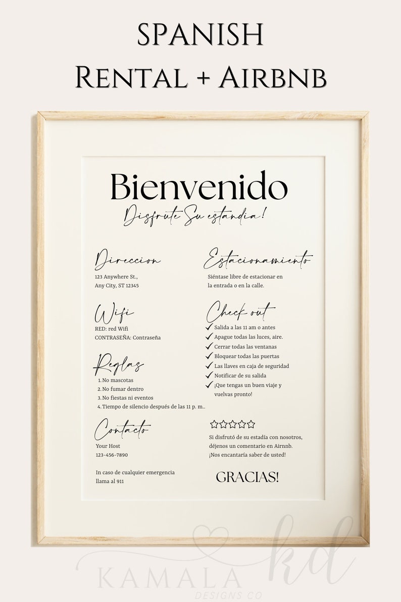 Bienvenido Spanish Airbnb Sign Etsy