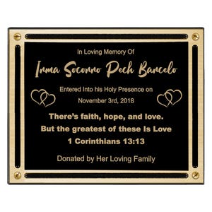 Cast Aluminum Memorial Plaque: Bench, Tree, or Urn Plate - Multiple Sizes