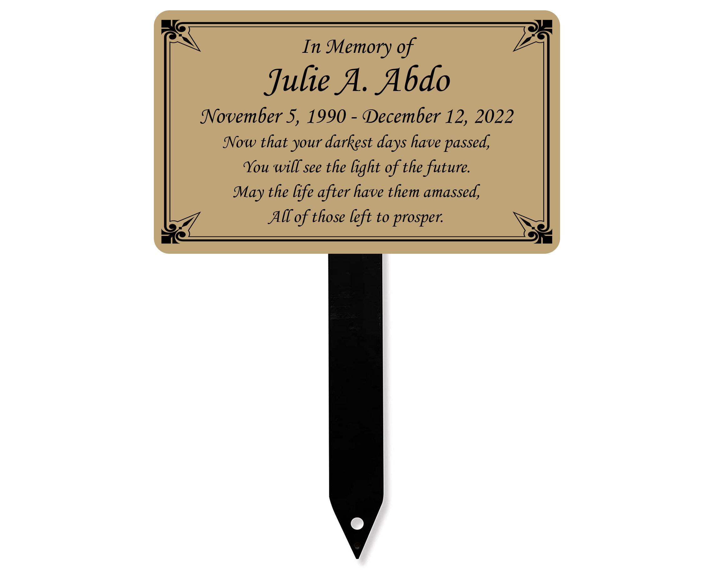 Memorial Plaque With Stake Metal Grave Marker Long Lasting Etsy