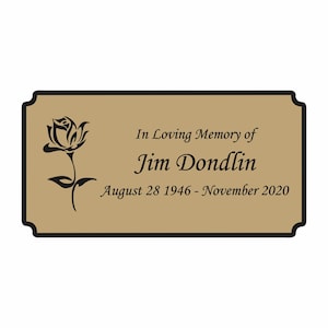 Personalized Memorial Bench Plaque: Engraved Rose Commemorative Marker