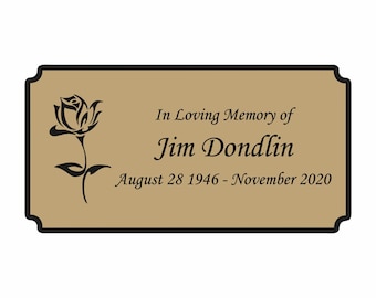 Personalized Memorial Bench Plaque: Engraved Rose Commemorative Marker
