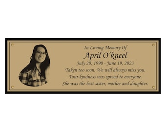 Photo Memorial Bench Plate For Human and Pets in Multiple Sizes, Bench Plaque, Urn Plaque, Tree Plaque,  Personalized commemorative marker
