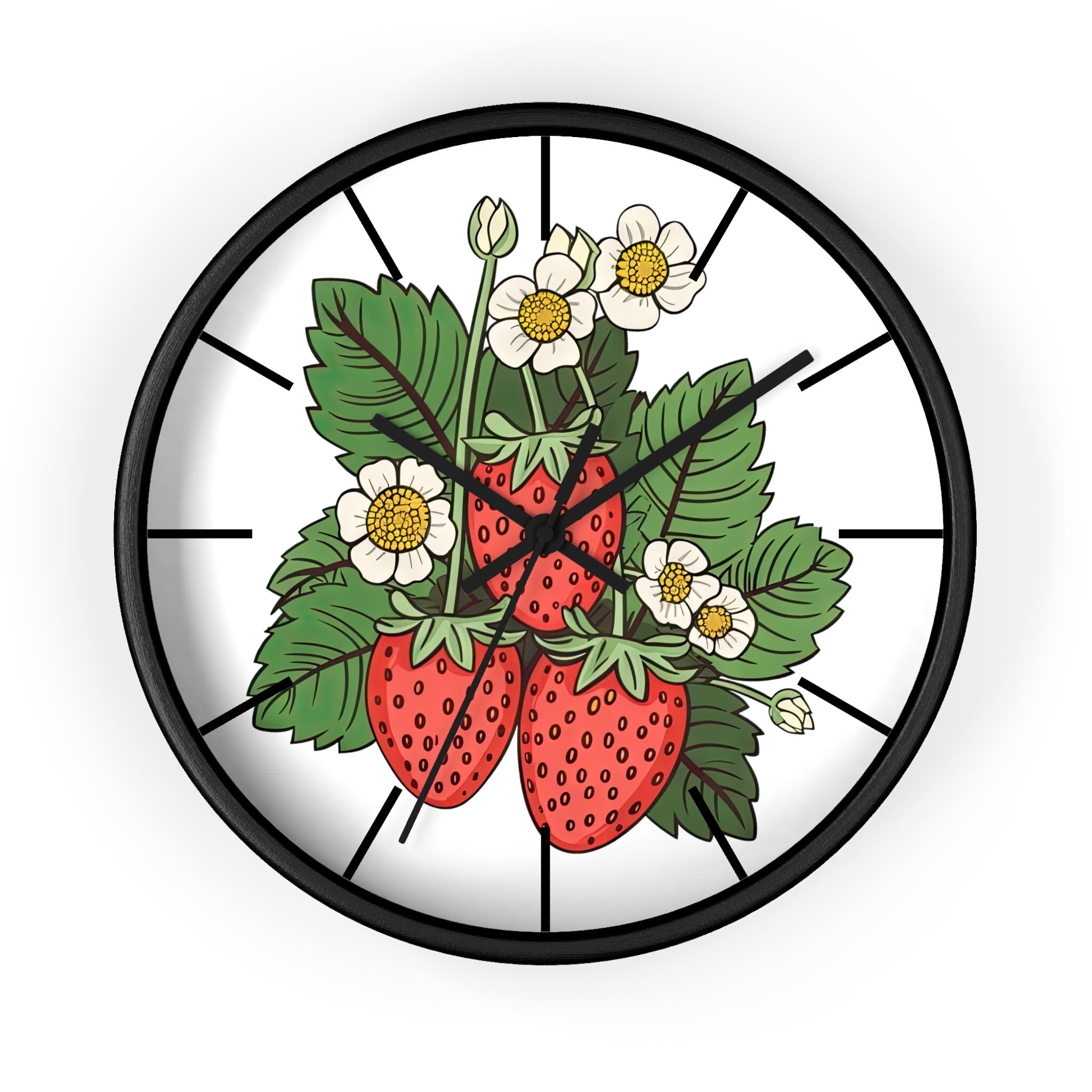Cottage Core Strawberry Wall Clock, Goblincore Strawberry Wall Clock