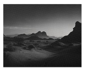 Black and white mountain puzzle 120, 252 or 500 pieces, black and white jigsaw puzzle, landscape puzzle, art puzzle, puzzle for adults