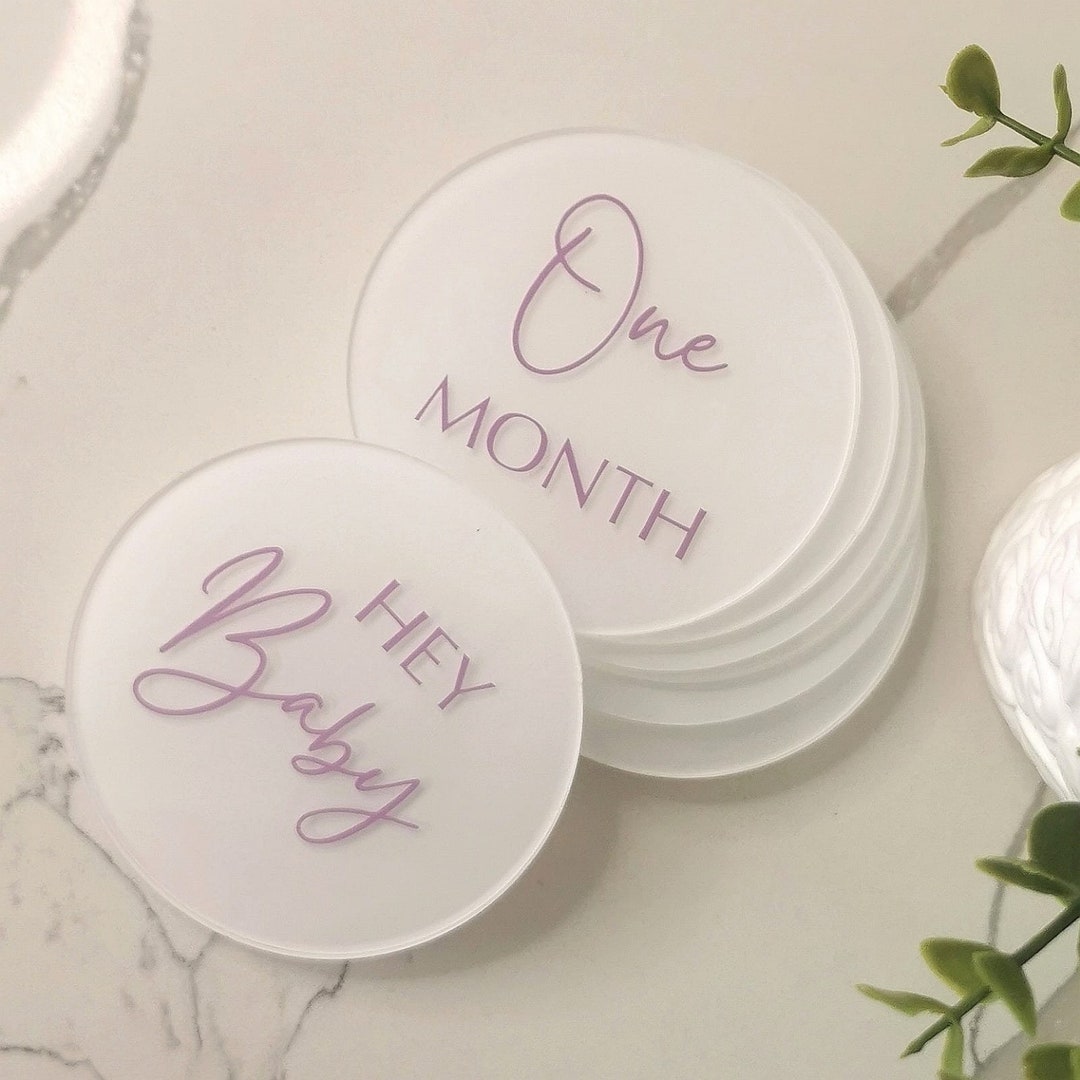 Personalized Frosted Acrylic Baby Milestone Discs: Newborn Photo Prop ...