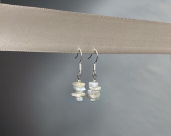 Blue Lace Agate Stacked Dangle Earrings