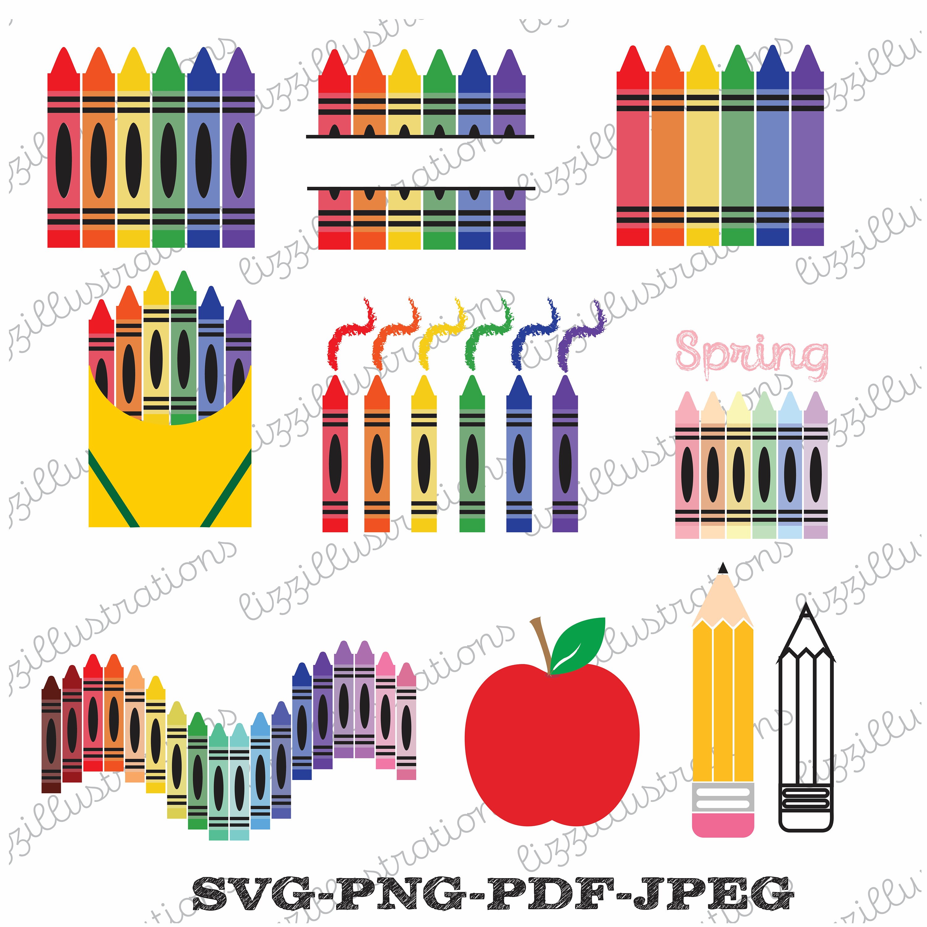 Crayon Svg Crayons Svg Pastel Crayons Crayon Split Svg Etsy