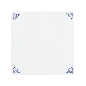 Delft Blue Ceramic Tile: Plain white, With Corner Ornaments | Modern Dutch Design, Handcrafted Ceramic Art, Unique Home Decor & Gift
