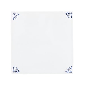 Delft Blue Ceramic Tile: Plain white, With Corner Ornaments | Modern Dutch Design, Handcrafted Ceramic Art, Unique Home Decor & Gift