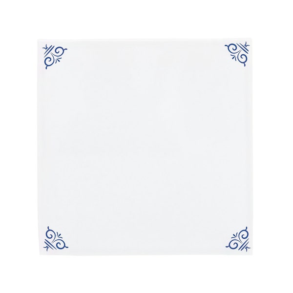 Carrelage En Céramique Bleu De Delft : Blanc Uni, Avec Des Ornements D'angle | Design hollandais moderne, art céramique artisanal, décoration d'intérieur et cadeau uniques