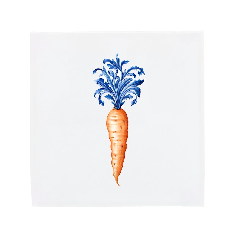 Delft Blue Ceramic Tile, Orange Carrot Handpainted (4 Sizes Available) image 2
