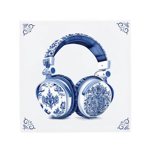 Puede incluir: Auriculares de porcelana azul y blanco con intrincados diseños florales. Los auriculares tienen un diseño clásico de sobre la oreja y son un accesorio único y elegante.