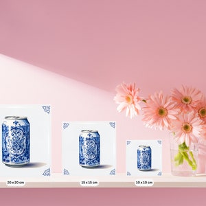 Delft Blue Ceramic Tile: Decorated Soda Can Modern Dutch Design, Handcrafted Ceramic Art, Unique Home Decor & Gift, Traditional Charm 画像 4