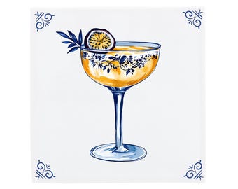 Delft Blue Tile: Modern Dutch Cocktail Art (Handmade Ceramic)