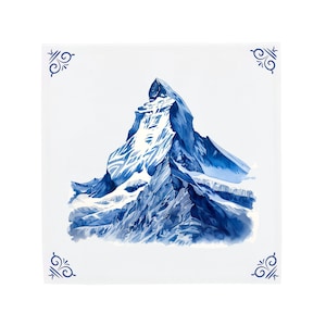 Carreau bleu de Delft, motif Cervin - Décoration en céramique - Design néerlandais moderne | Faïence de Delft artisanale, 11x11, 15x15, 20 x 20 cm