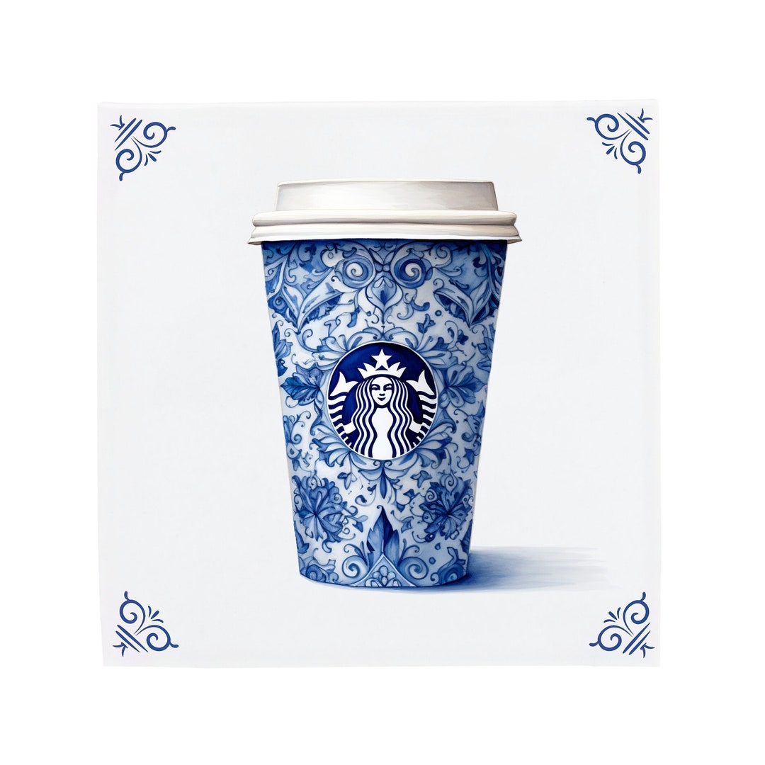 Starbucks Pattern Starbucks Coffee Mug Delft Blue Tile, Foodie Art, Vanilla Latte Art ...