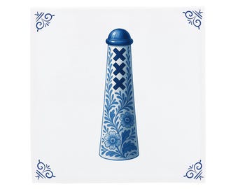 Delft Blue Ceramic Tile: Amsterdammertje | Modern Dutch Design, Handcrafted Ceramic Art, Unique Home Decor & Gift, Traditional Charm