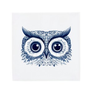 Carrelage en céramique bleu de Delft : yeux de chouette intrigants | Design hollandais moderne, oeuvre d'art en céramique faite à la main, cadeau et décoration d'intérieur uniques, charme traditionnel image 2
