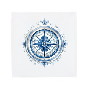 Delft Blau Keramik Kachel: Vintage Kompass Design, Handbemalte Kunst Bild 2