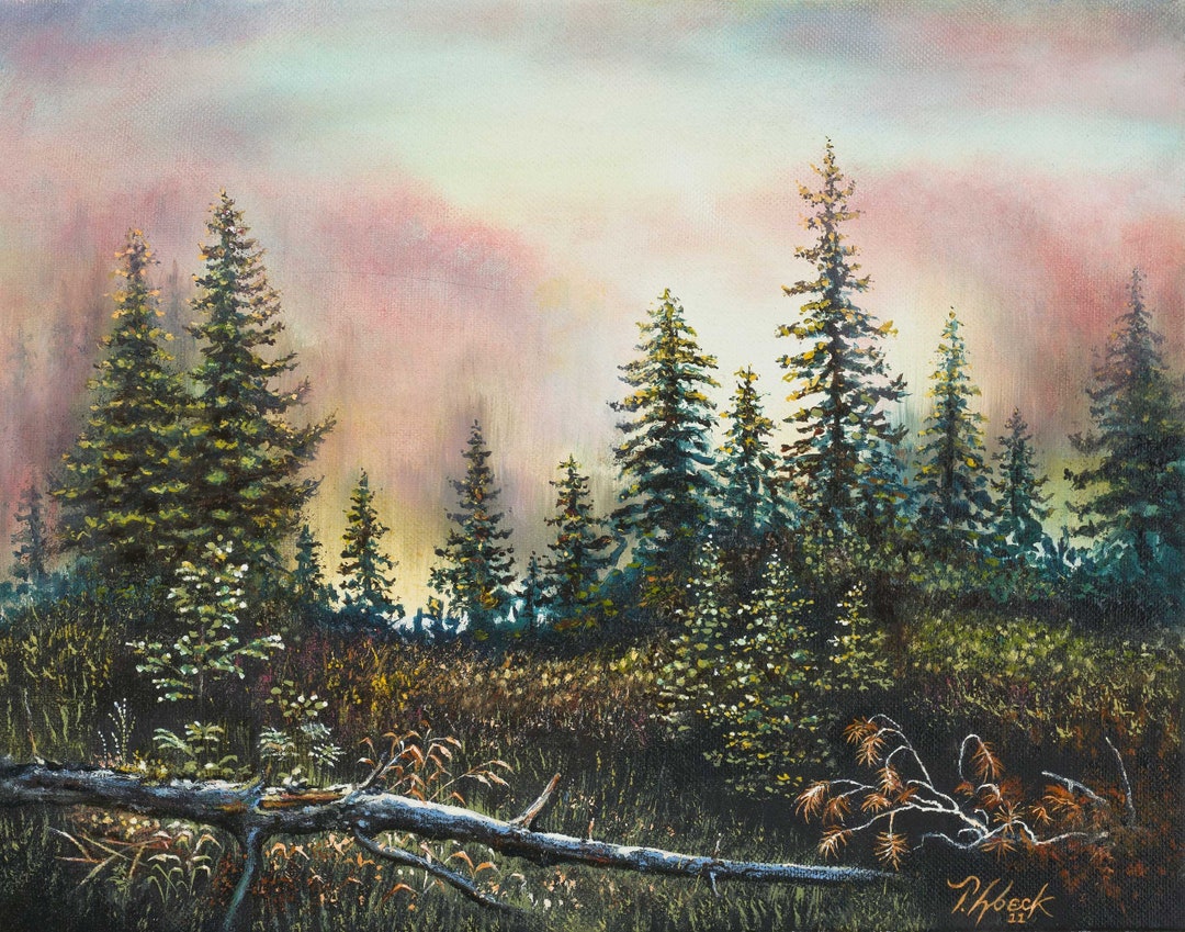Mountain Landscape Giclee Print: Signed Mat Pine Tree Art - Etsy