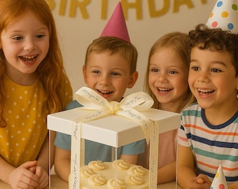 Clear Cake Box - 6 inch square base - 28cm tall - in white